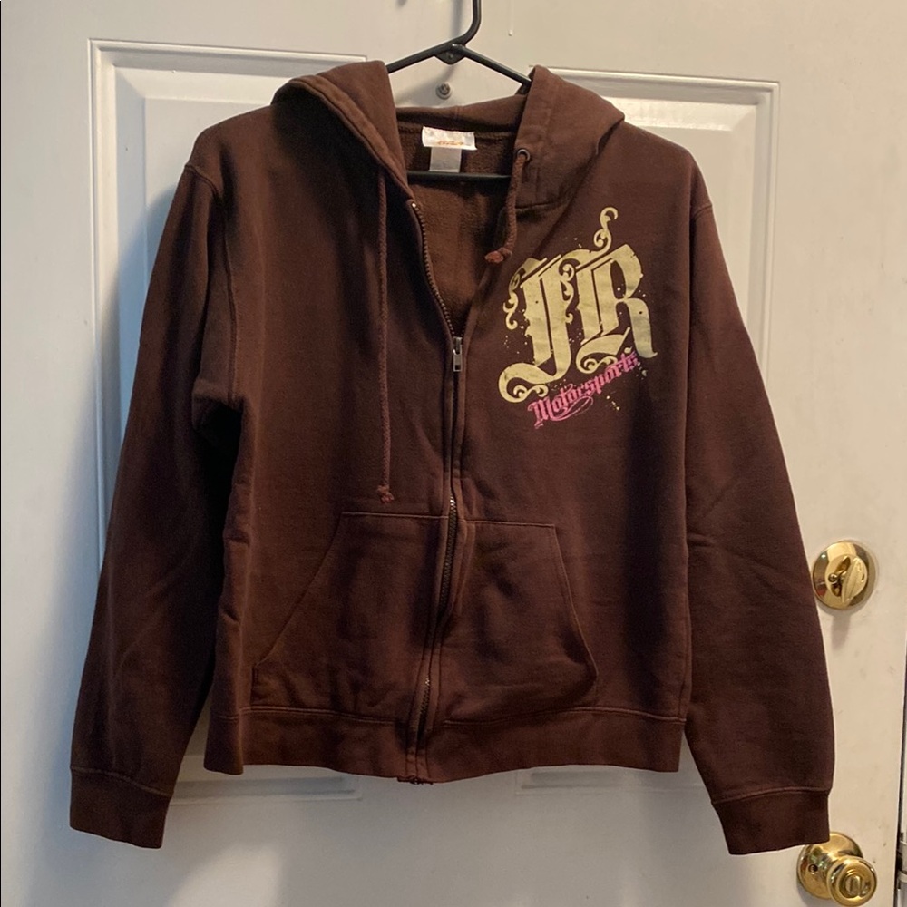 Jr Motorsports Brown Hoodie with Graphic Print